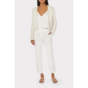 Milly  Nicola Cady Slim Cropped Pants white Size 6 NWT $275 msrp